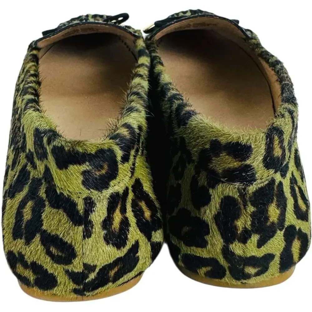 NEW Jack Rogers Calf Hair Millie Mocassin Bow Loafer Flat Green Black Size 8.5